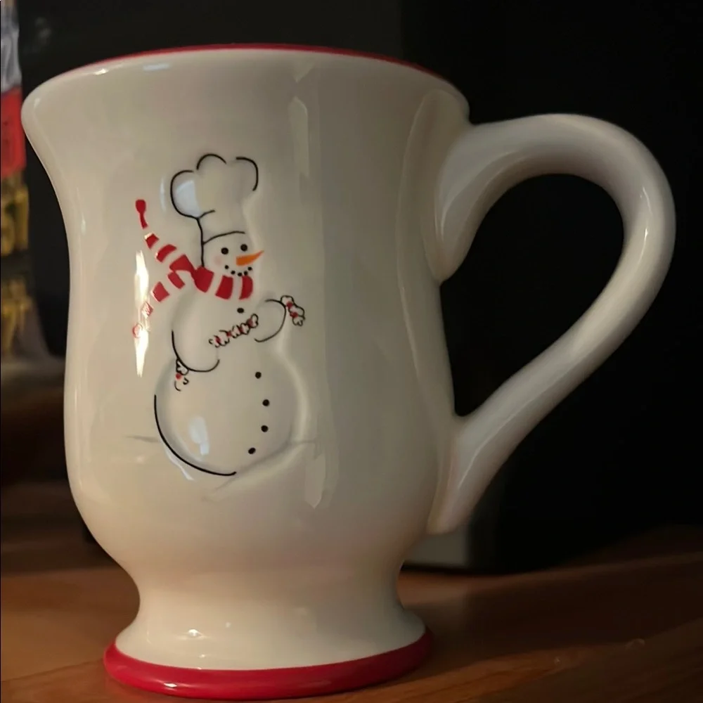 Williams Sonoma White and Red Ceramic Mugs Set